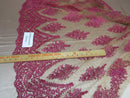 Lace Fabric By The Yard French Design Embroidered Mesh For Bridal Wedding Dress Fuchsia