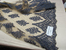 Lace Fabric By The Yard French Design Embroidered Mesh For Bridal Wedding Dress Navy