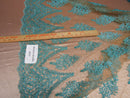 Lace Fabric By The Yard French Design Embroidered Mesh For Bridal Wedding Dress Aqua