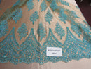 Lace Fabric By The Yard French Design Embroidered Mesh For Bridal Wedding Dress Aqua