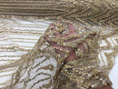 Skin Beaded Fbric By The Yard Embroidered Mesh Bridal Veil Beaded & Sequins Wedding Decorations