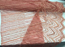 Salmon Beaded Fbric By The Yard Embroidered Mesh Bridal Veil Beaded & Sequins Wedding Decorations