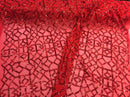 Metatron fabrics Magnificent geometric Sequins mesh Lace Fabric Bridal Wedding red. Sold By The Yard