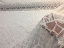 4 Way Stretch Geometric Sequins White Mesh Lace Fabric Dress Fashion Sold By The Yard