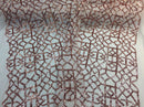 4 Way Stretch Geometric Sequins Mocha Mesh Lace Fabric Dress Fashion Sold By The Yard