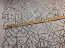 4 Way Stretch Geometric Sequins Silver Mesh Lace Fabric Dress Fashion Sold By The Yard