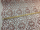 4 Way Stretch Geometric Sequins Mocha Mesh Lace Fabric Dress Fashion Sold By The Yard