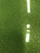Vinyl Fabric - Green Shiny Sparkle Glitter Leather PVC - Upholstery By The Yard