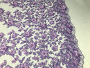 Lilac 3D Floral Design Embroider With Pearls On A Mesh Lace Dresses-Prom-Nightgown By Yard