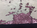 Mermaid Sequins Fabric 2 Way Stretch Shiny Reversible Dusty Rose-White By Yard