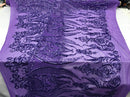 Big Damask Sequins Fabric - Lilac - 4 Way Stretch Damask Sequins Design Fabric By Yard