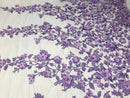 Lilac 3D Floral Design Embroider With Pearls On A Mesh Lace Dresses-Prom-Nightgown By Yard