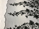 Black 3D Floral Design Embroider With Pearls On A Mesh Lace Dresses-Prom-Nightgown By Yard