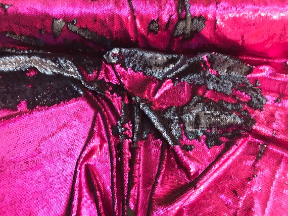 Mermaid Sequins Fabric Reversible 2 Way Stretch Fuchsia Matte Flip Up Sequins Fabric By The Yard
