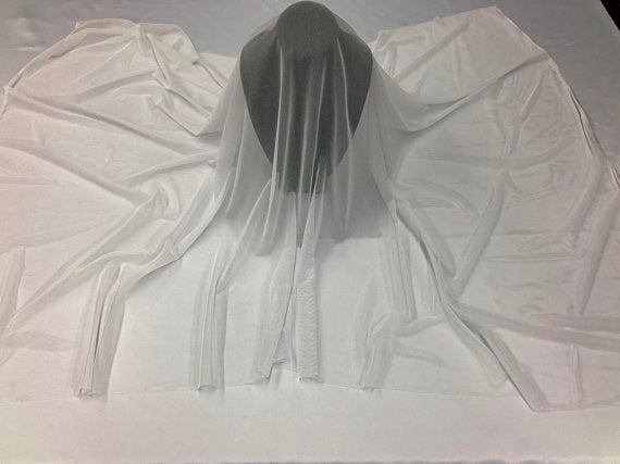 Power Mesh Fabric By The Yard - White  - Nylon Lycra Spandex 4 Way Stretch Apparel Fabric  58"/60"