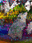 Mermaid Sequin Fabric Reversible 2 Way Stretch RAINBOW SILVER Shiny Hologram Mermaid Sequins By Yard