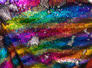 Mermaid Sequin Fabric Reversible 2 Way Stretch RAINBOW SILVER Shiny Hologram Mermaid Sequins By Yard