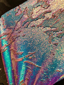 Mermaid Sequins Fabric Reversible 2 Way Stretch IRIDESCENT AQUA Shiny Flip Up Prom-Gown By Yard