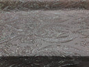Big Damask Sequins Fabric - Iridescent Pink - 4 Way Stretch Damask Sequins Design Fabric By Yard