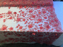 Coral 3D Floral Design Embroider With Pearls On A Mesh Lace Dresses-Prom-Nightgown By Yard