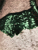 Sequins Fabric HUNTER GREEN/Mate CHAMPAGNE Sequins Flip Up Sequins Reversible Nightgowns By The Yard