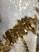 Sequins Fabric White-Gold Sequins Flip Up Sequins Reversible Dresses-Nightgowns-Prom Gowns-By Yard