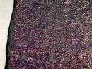 Iridescent - Magenta Rainbow - 4 Way Stretch Sequins Vines Pattern Fabric  - Sold By The Yard