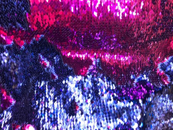 Flip Up Sequins Reversible Purple Shiny-Fuchsia Sequins Fabric Dresses-Nightgowns-Prom Gown By Yard