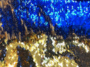 Flip Up Sequins Reversible By The Yard Gold Shiny-Royal Blue Sequins Fabric ,Nightgowns-Prom-Gown