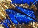 Flip Up Sequins Reversible By The Yard Gold Shiny-Royal Blue Sequins Fabric ,Nightgowns-Prom-Gown