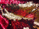 Flip Up Sequins Reversible Gold Shiny-Red Sequins Fabric-Tablecloths-Nightgowns-Prom Gown By Yard