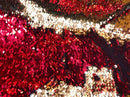 Flip Up Sequins Reversible Gold Shiny-Red Sequins Fabric-Tablecloths-Nightgowns-Prom Gown By Yard