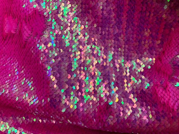 Flip Up Sequins Reversible Neon Hot Pink Shiny-Matte Pink Sequins Fabric Nightgowns-Prom Gown 1 Yard
