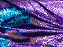 Flip Up Sequins Reversible Purple-Turquoise Shiny Sequins Fabric Nightgowns-Prom Gown By The Yard