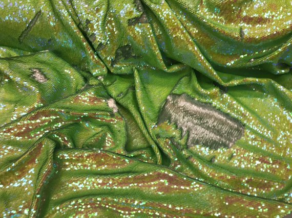 Flip Up Sequins Reversible Neon Green Iridescent/Silver Sequins Fabric Tablecloths-Prom By Yard