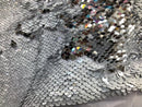 Sequins Fabric Flip Up Sequins Reversible White/Silver Mermaid Dresses-Nightgowns-Prom Gown By Yard