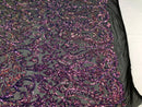 Iridescent - Magenta Rainbow - 4 Way Stretch Sequins Vines Pattern Fabric  - Sold By The Yard