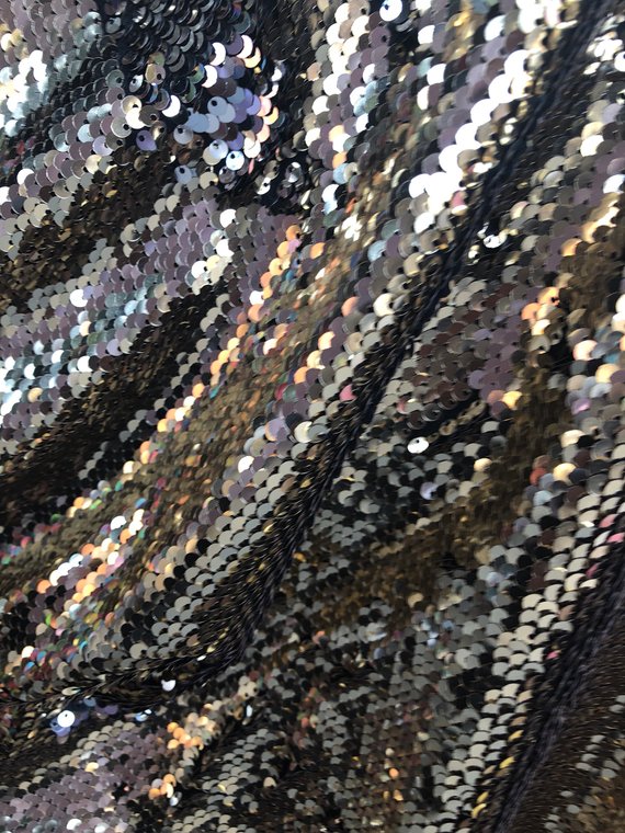 Sequins Fabric Lt Gold-Silver Sequins Flip Up Sequins Reversible Nightgowns-Prom Gowns By Yard