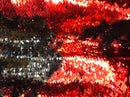 Flip Up Sequins Reversible Red Shiny-Black Sequins Fabric Dresses-Nightgowns-Prom Gown By Yard