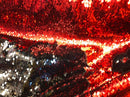 Flip Up Sequins Reversible Red Shiny-Black Sequins Fabric Dresses-Nightgowns-Prom Gown By Yard