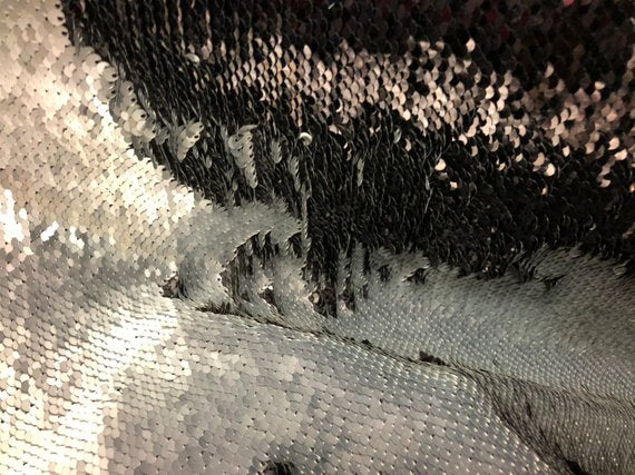 Sequins Fabric Flip Up Sequins Reversible Matte Gray-Black Shiny Dresses-Nightgowns-Prom By The Yard