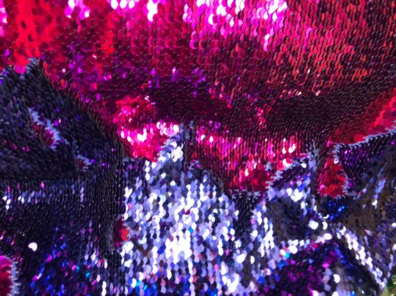 Flip Up Sequins Reversible Purple Shiny-Fuchsia Sequins Fabric Dresses-Nightgowns-Prom Gown By Yard