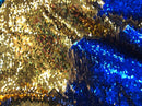 Flip Up Sequins Reversible By The Yard Gold Shiny-Royal Blue Sequins Fabric ,Nightgowns-Prom-Gown