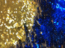 Flip Up Sequins Reversible By The Yard Gold Shiny-Royal Blue Sequins Fabric ,Nightgowns-Prom-Gown