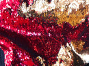 Flip Up Sequins Reversible Gold Shiny-Red Sequins Fabric-Tablecloths-Nightgowns-Prom Gown By Yard