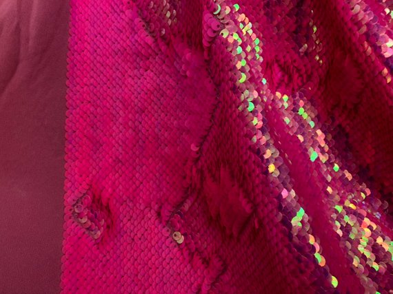Flip Up Sequins Reversible Neon Hot Pink Shiny-Matte Pink Sequins Fabric Nightgowns-Prom Gown 1 Yard