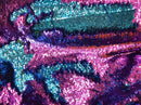 Flip Up Sequins Reversible Purple-Turquoise Shiny Sequins Fabric Nightgowns-Prom Gown By The Yard