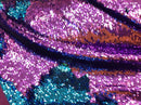Flip Up Sequins Reversible Purple-Turquoise Shiny Sequins Fabric Nightgowns-Prom Gown By The Yard