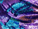 Flip Up Sequins Reversible Purple-Turquoise Shiny Sequins Fabric Nightgowns-Prom Gown By The Yard