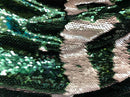 Sequins Fabric HUNTER GREEN/Mate CHAMPAGNE Sequins Flip Up Sequins Reversible Nightgowns By The Yard